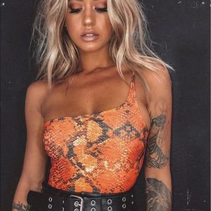 Princess Polly Orange Viper Bodysuit